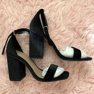 New ASOS Black Velvet Block Heels 7.5/8